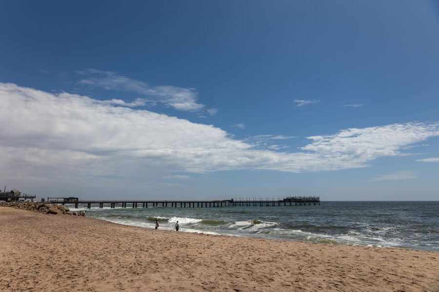 Swakopmund beach and pier beside the Atlantic Ocean